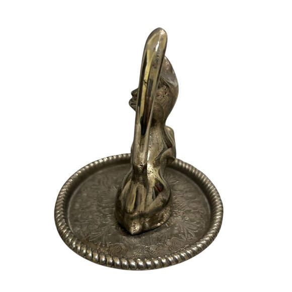 Vintage Silver Plated Retro Mid Century Cat Ring Holder Dish - Picture 3 of 6